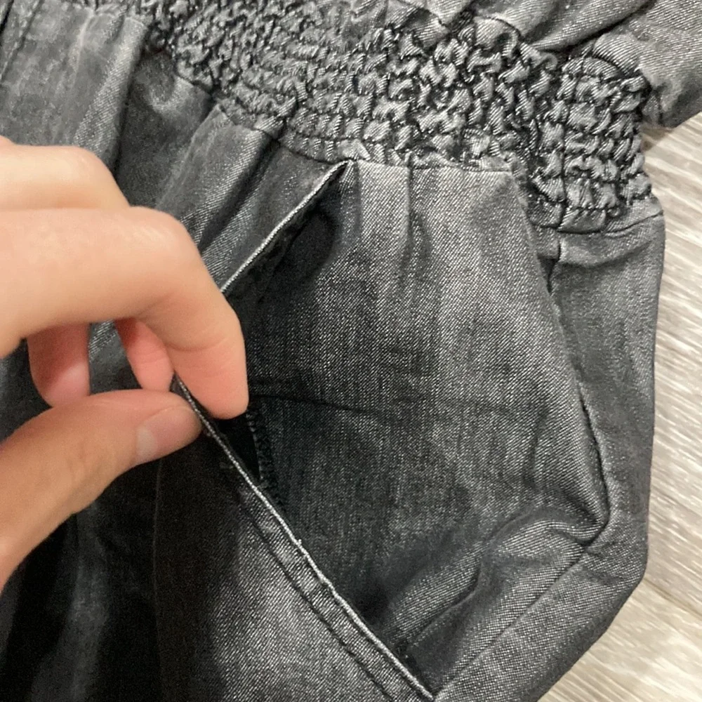 Cato Dark Denim Adjustable Spaghetti Strap Romper  Medium - Picture 14 of 16